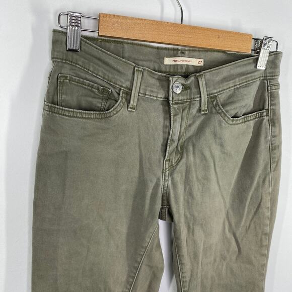 Levi's 710 Super Skinny Soft Kalamata Green Sateen Jeans Women's Size 27 x 30 - Picture 5 of 11